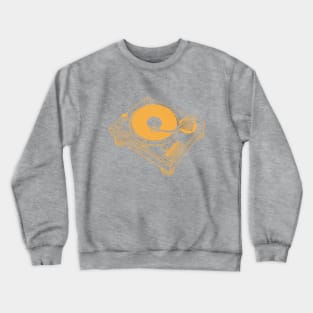 Turntable (Yellow Orange Lines) Analog / Music Crewneck Sweatshirt